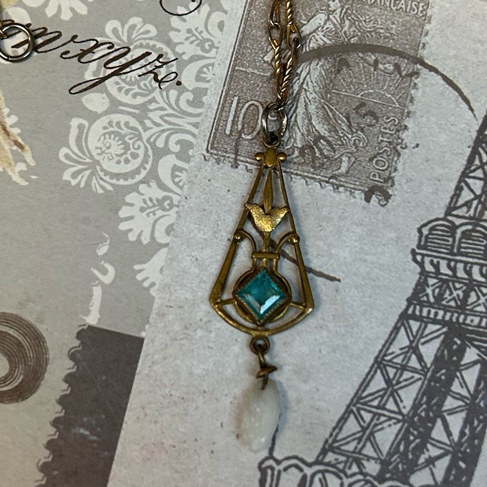 Beautiful Edwardian 10k gf LAVALIER ART DECO